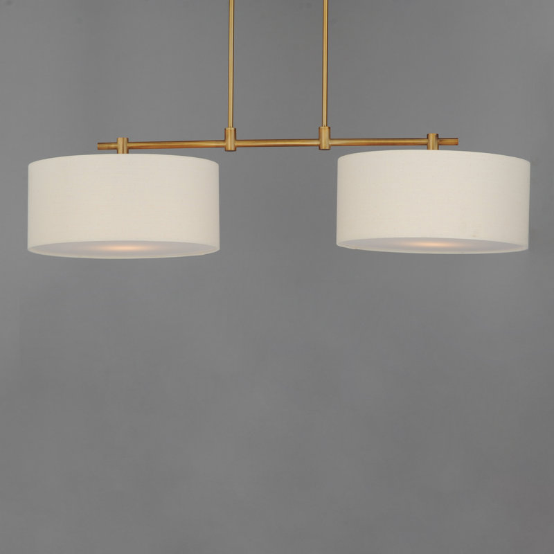 Luminaire suspendu pour îlot de cuisine 2 lumières Eronim, Laiton vieilli naturel, Beige