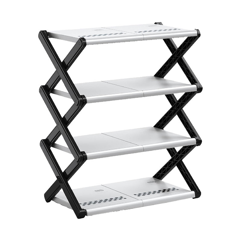 JOYBOS 4-tier 8-12 pair foldable shoe rack, 25.2'' H x 20.5'' W x 9.8'' D, 4 layers(20.5" W)