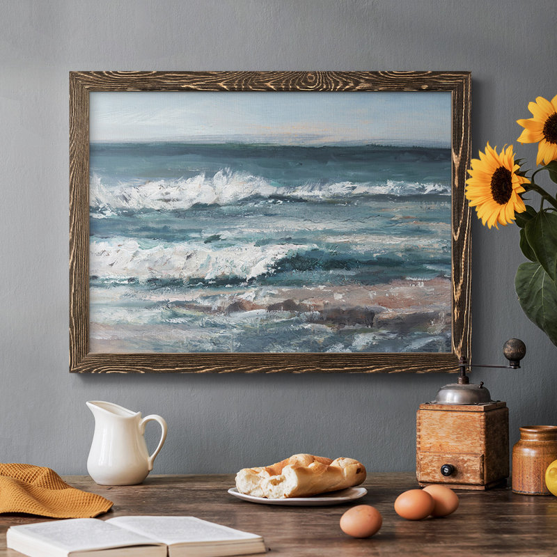 Ocean Breakers I, reproduction d'art sur toile, Cadre noyer, H 18 po x l 26 po x P 1,5 po