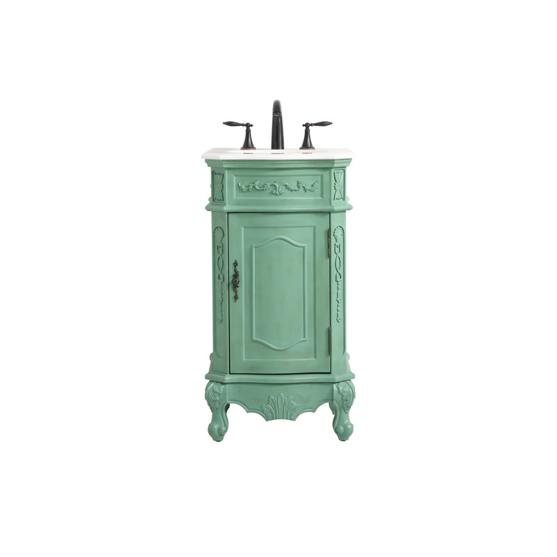 Ensemble de meuble-lavabo simple 19 po Lunette, Menthe rétro, Blanc ivoire