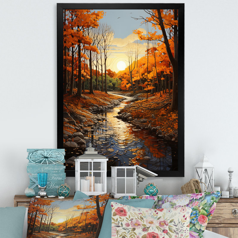 Reproduction d'art sur toile Cesur Birch Woods Autumn Sonata I, H 20 po x l 12 po x P 1 po, Cadre photo noir