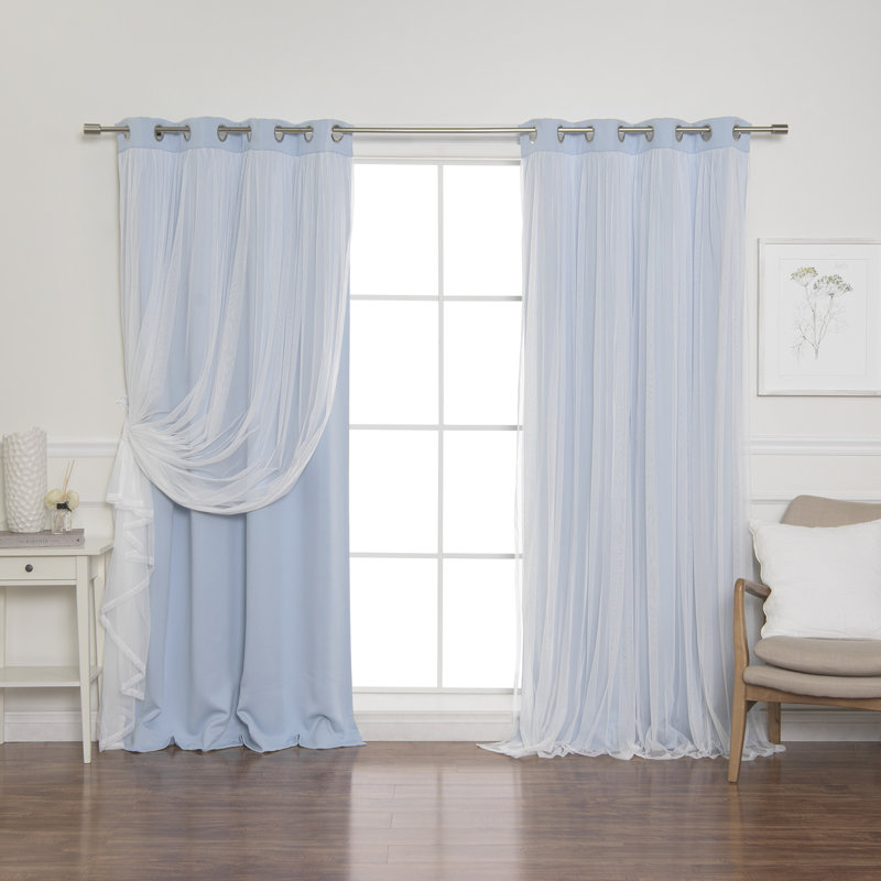 Yacine Blackout Single Curtain Panel, Skyblue