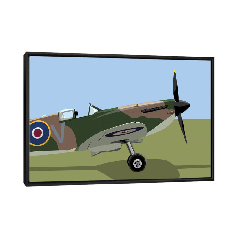 «Supermine Spitfire World War II Fighter Plane», impression sur toile tendue, H 18 po x l 26 po x P 1,5 po, Pas de tapis