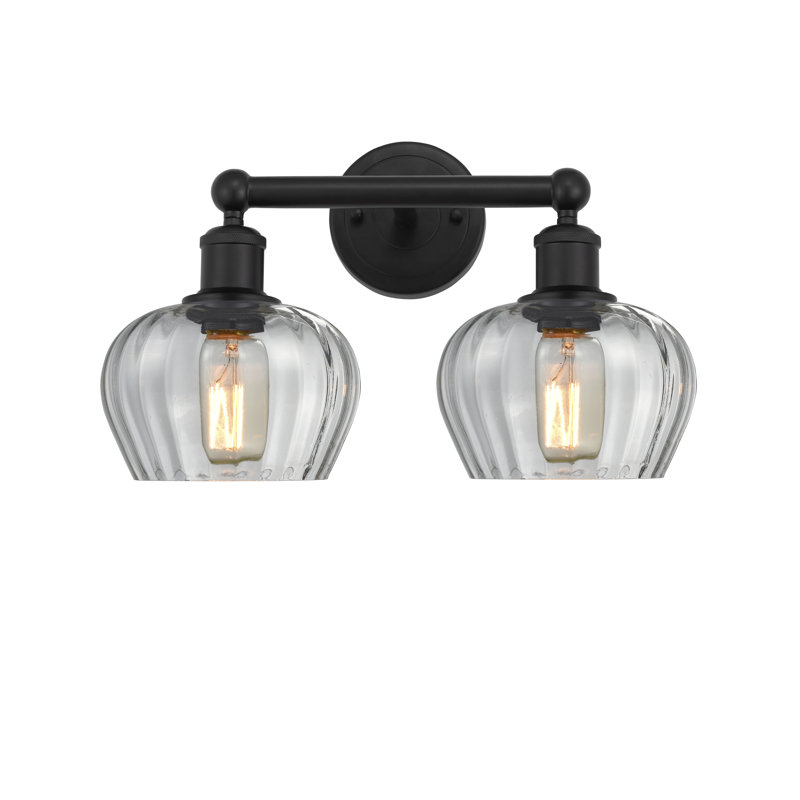 Éclairage pour meuble-lavabo 2 lumières 15,5 pouces Noille, Noir mat, Transparent