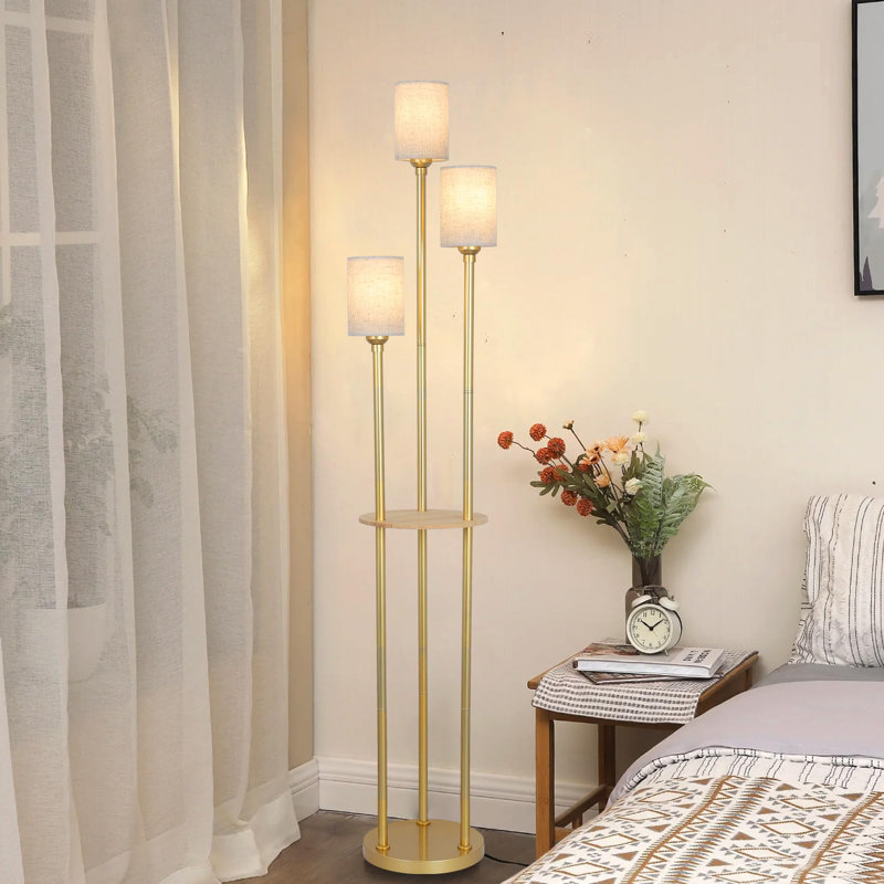 Maralyn 66.3'' Black Floor Lamp, Gold