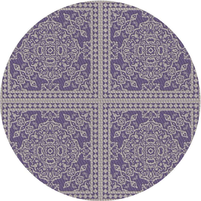 Tapis de zone mauve à motifs Bohy, Rond 7 pi