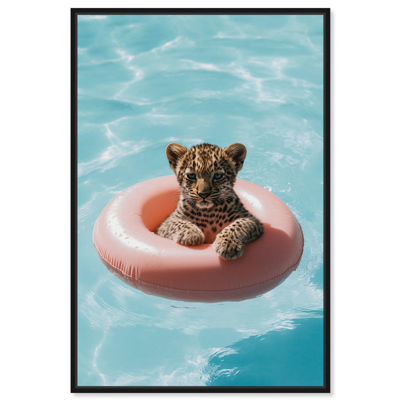 Art, art moderne, toile de tigre, Cadre flottant noir, H 16 po x l 11 po