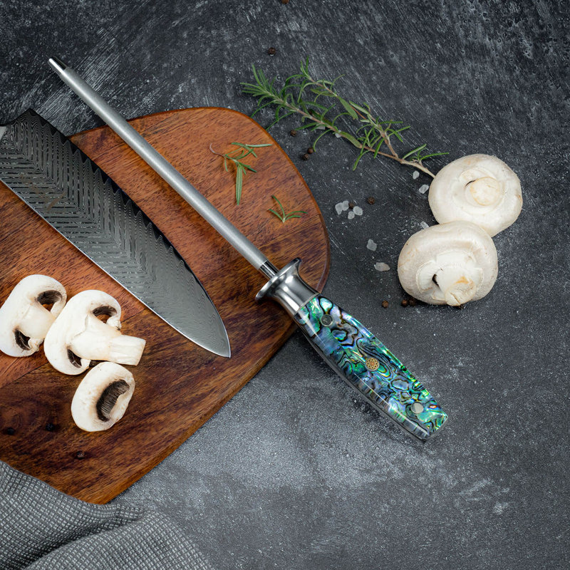  Professional Knife Sharpening Steel with Real Abalone Shell Handle - Umi Collection - Universal Knife Sharpener - Senken Knives