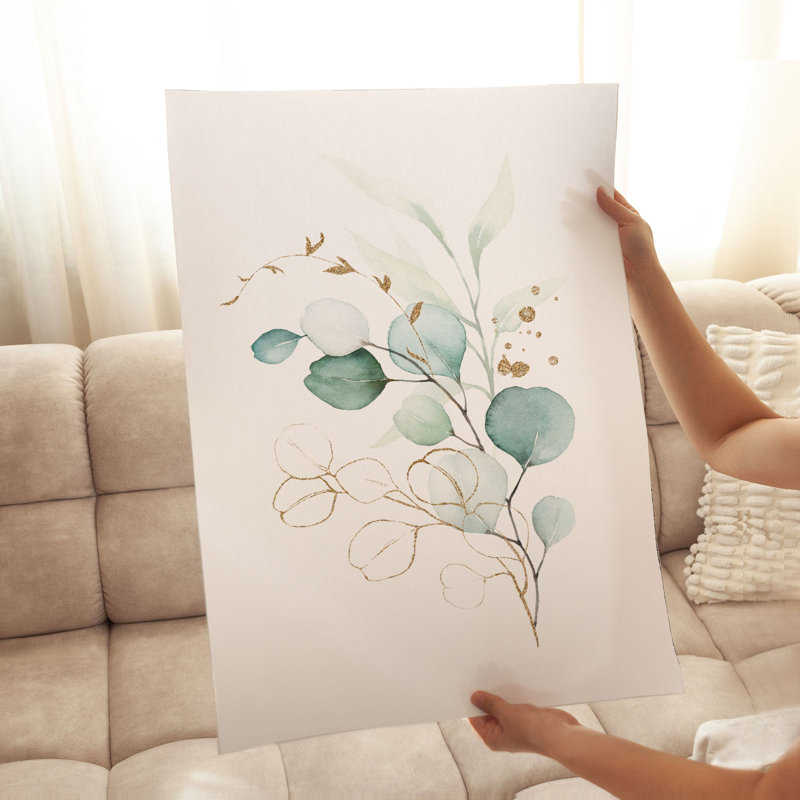 «Botanical Watercolor Leaves III», reproduction d'art moderne sans cadre, H 36 po x l 24 po