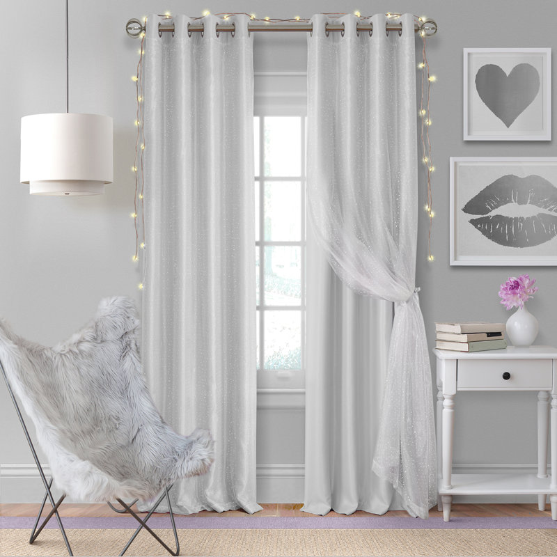 Merri Room Darkening Single Curtain Panel, Pearl Gray, 95" x 52"