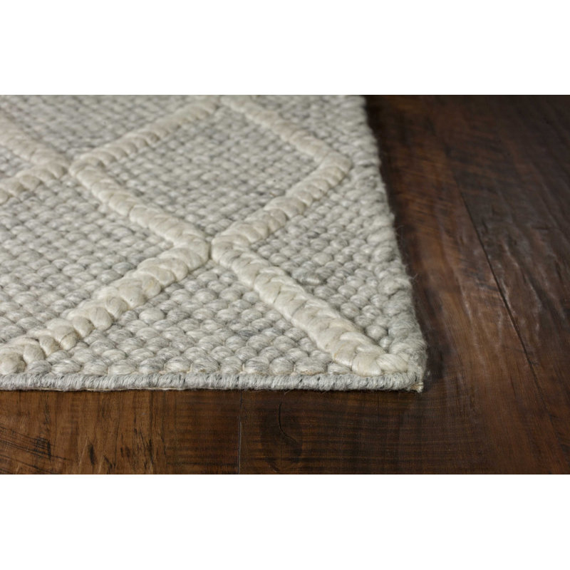 Dasantila Geometric Machine Made Power Loom Rectangle 5' x 7' Wool Area Rug in Gray