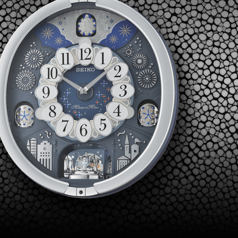 Seiko 18" Silver Melodies in Motion Wall Clock with Swarovski Crystals