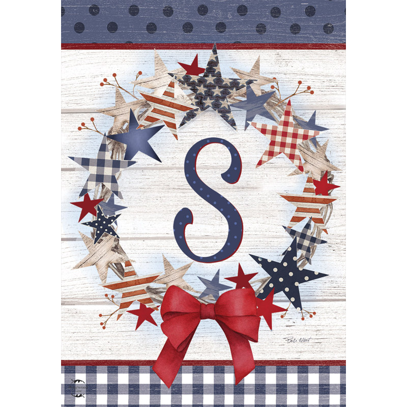 Drapeau de jardin American Wreath Monogram S