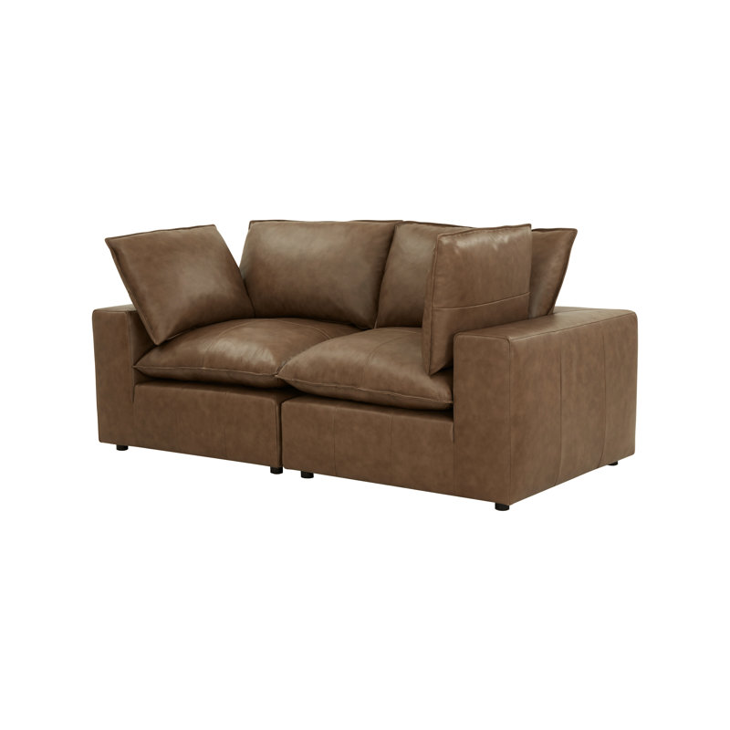 Hadleigh Brown Leather Modular Loveseat