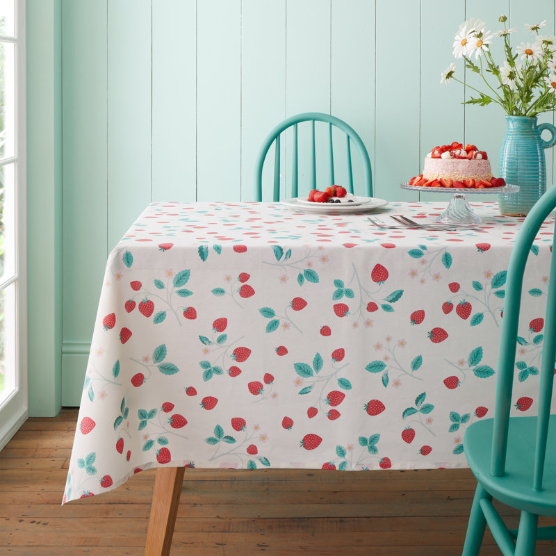 Strawberry Garden Table Cloth, 137cm W x 229cm L