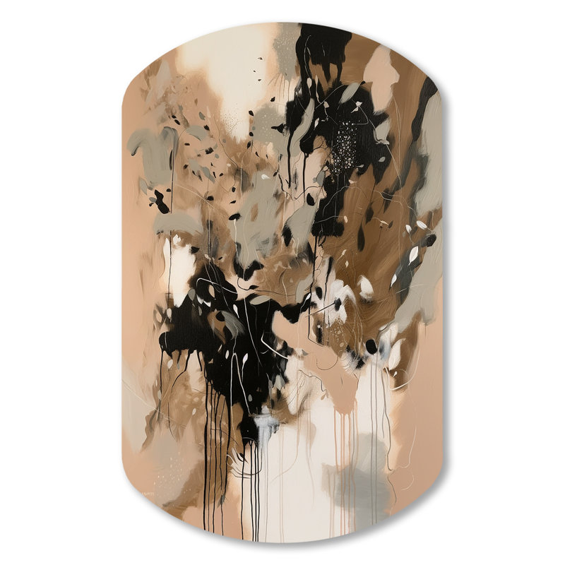 Brown Colorful Symmetry I - Abstract Cylinder Metal Wall Art, Brown Asymmetrical Metal Art Print, 31" H x 19" W x 1" D