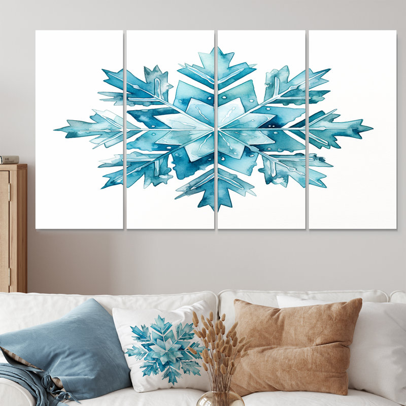 «Christmas Snowflake Pink II - Botanicals», art mural 4 pièces, H 28 po x l 48 po