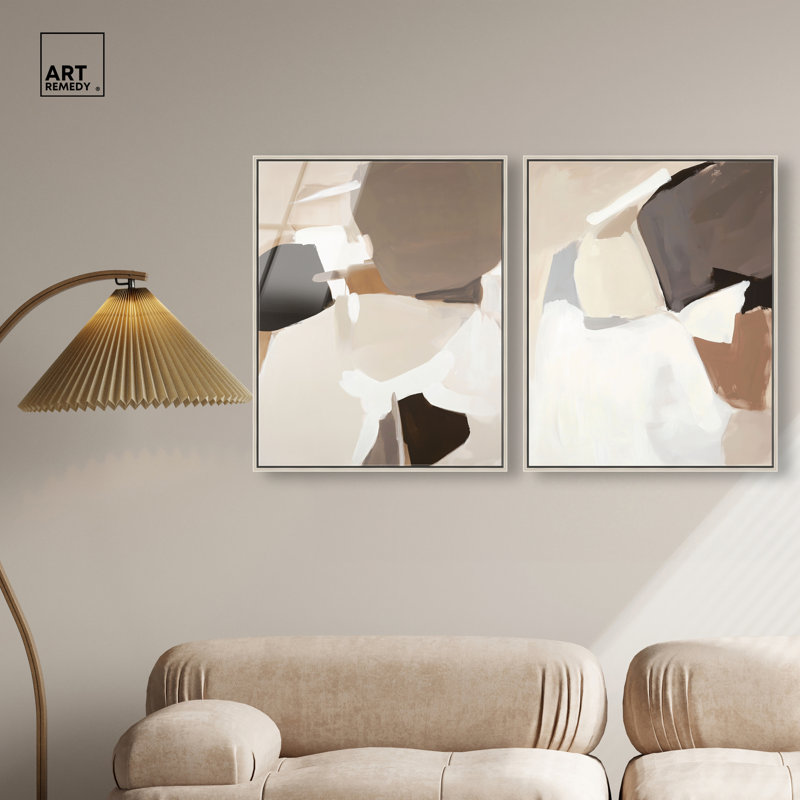 Tranquil Divisions, reproduction d'art encadrée, ensemble d'art abstrait bohème par Art Remedy, cadre argenté, 20 x 24