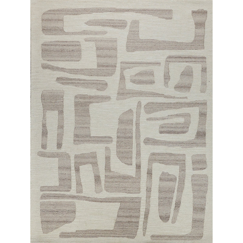 Carmel Hand Tufted Abstract Area Rug in Ivory/Beige, Rectangle 9' x 12'