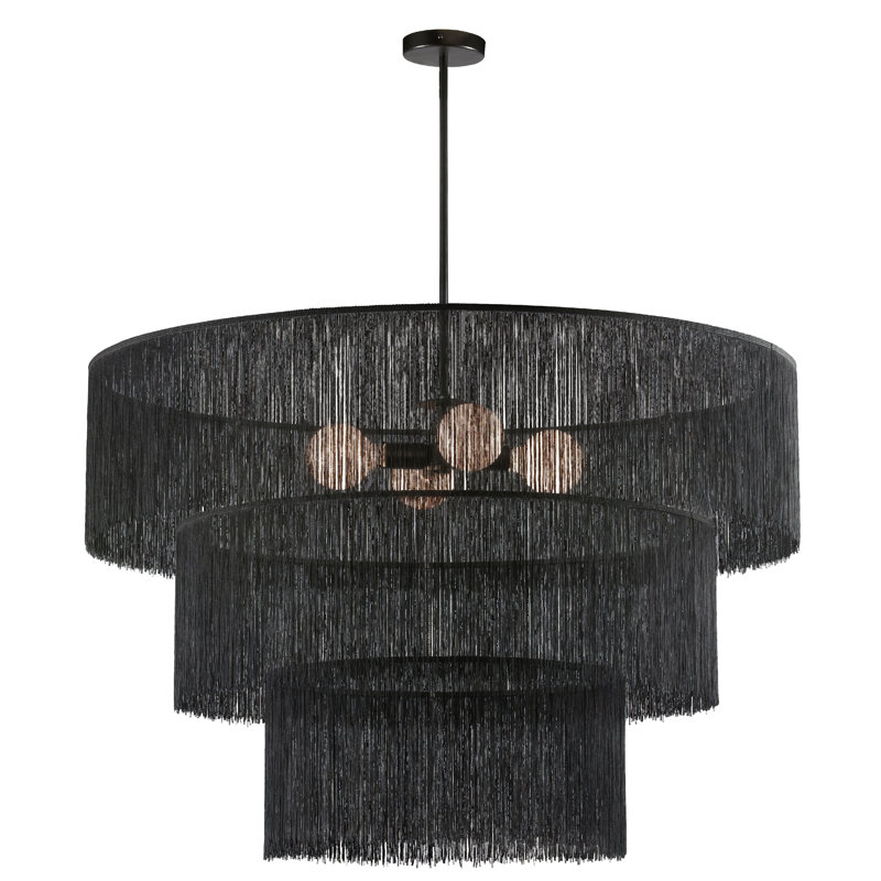 Lustre 4 lumières Cesidia - avec abat-jour, Noir mat