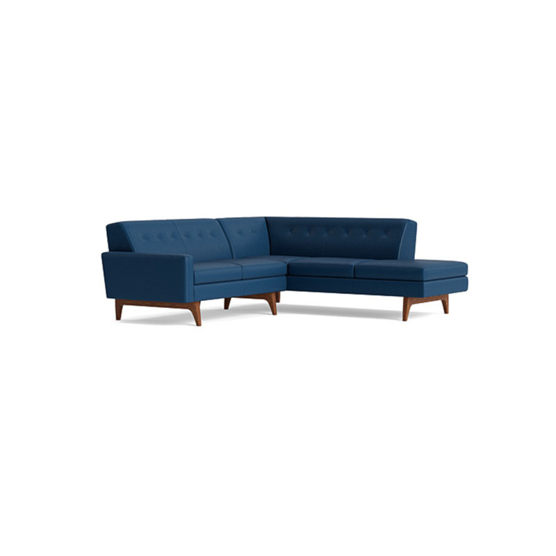 Tyler Sectional, Right Hand Facing, Leather - Deep Blue