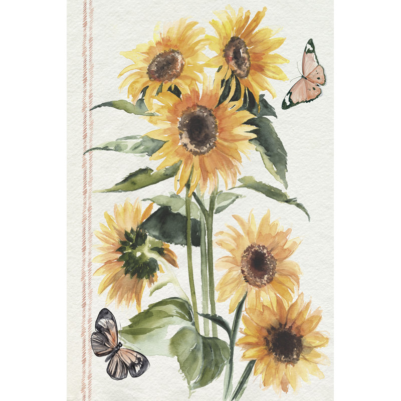 Autumn Sunflowers I - Wrapped Canvas Painting, 46cm H x 30cm W, Black Floater Framed