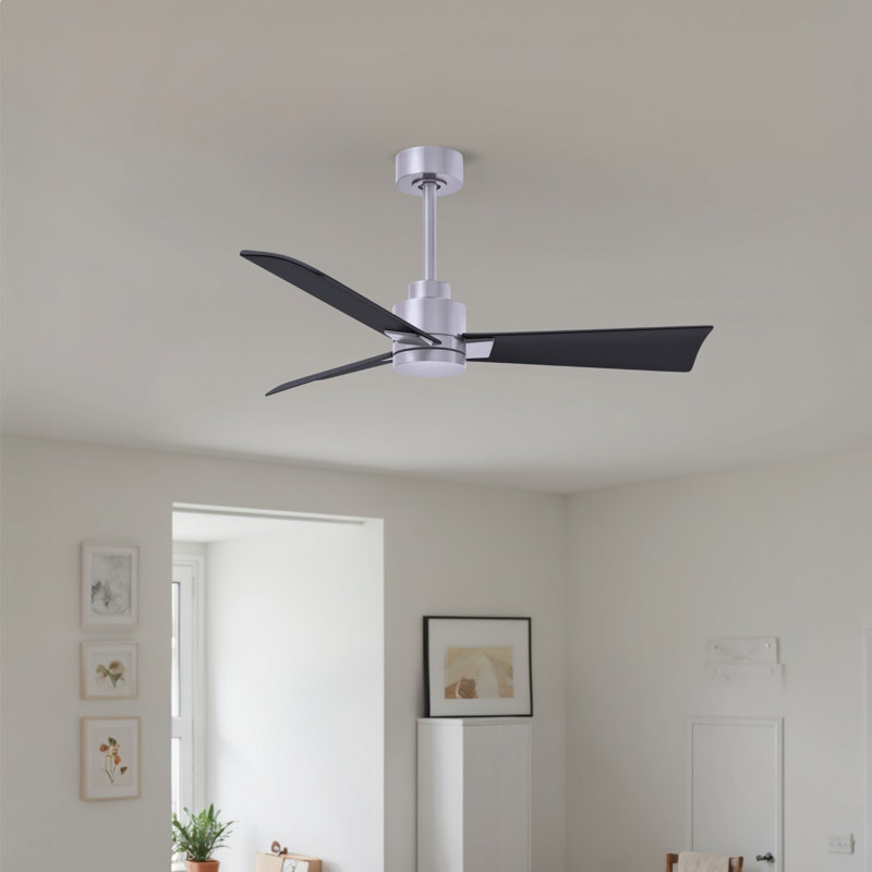Alessandra Outdoor Downrod Ceiling Fan, Matte Black, Brushed Nickel