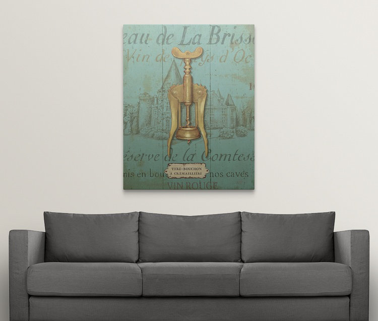 « iii blue », reproduction d’impression sur brissonnet, Antique Corkscrew, H 48 po x l 38 po x P 1,5 po, Toile