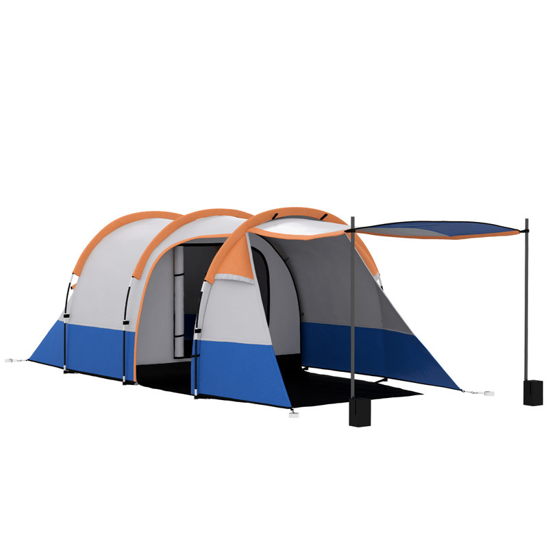 Outsunny 2 Man Camping Tent Tunnel Tent Large 420L x 200W x 150H cm, Orange