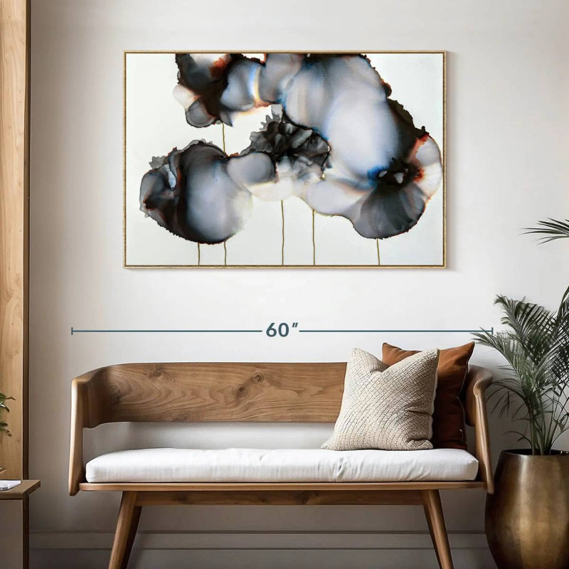 Sonnet noir I, Cadre flottant en bois naturel, 46 po x 31 po