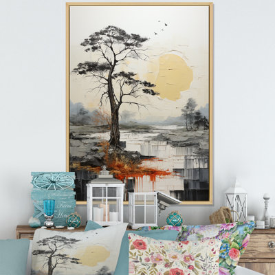 Maedot " Grey Yellow Minimalism Tree Solitude III " Color Photography Print