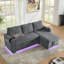 Canapé-lit moderne en chenille multifonctionnel avec table rétractable et éclairage DEL, ports de chargement USB et porte-gobelets-1660895625