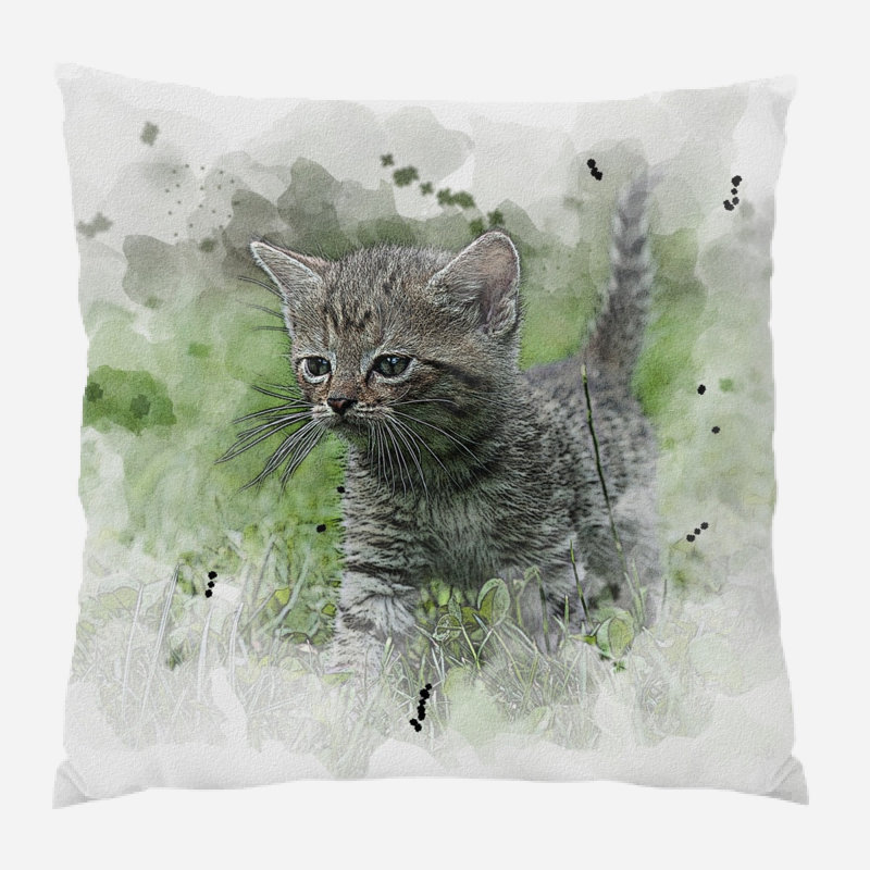 Coussin décoratif aquarelle Rasch, Microsuède, Intérieur