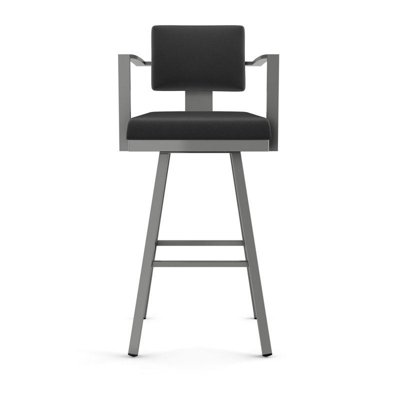 Tabouret de bar et de comptoir Perrotta, Gris, Tabouret de comptoir (siège d'une hauteur de 26,5, Noir