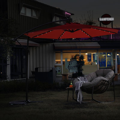 Parasol suspendu à DEL 10 pi - 40 lumières orange, fabrication stable pour parasol d'extérieur, rehausse l'attrait de la piscine
