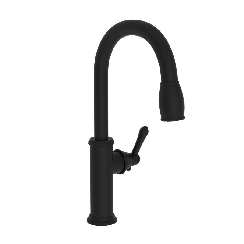 Chesterfield Pull Down Single Handle Kitchen Faucet, Flat Black
