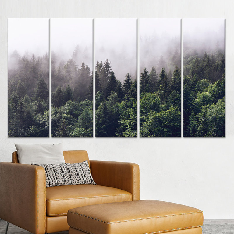 "Misty Forest", art mural en verre 5P, H: 59,1 po x l: 98,4 po
