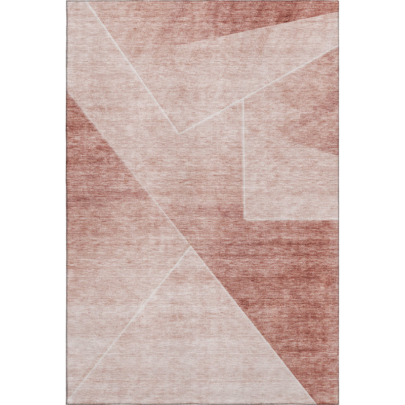 Premium Machine Washable Prisco Salmon Rug, Rectangle 2'6" x 3'10"