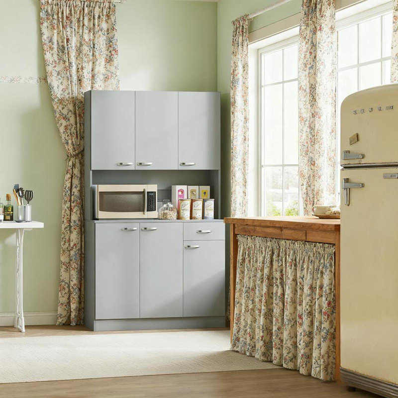 Grand garde-manger gris avec micro-ondes Stan