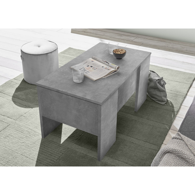 Mccoin Four Leg Coffee Table with Storage, Cement