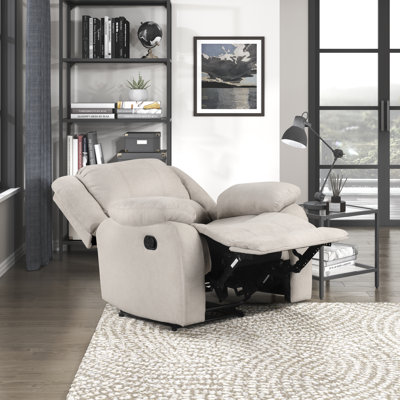 Izak 35" Transitional Textured Fabric Reclining Chair with Tab Pull Recline
