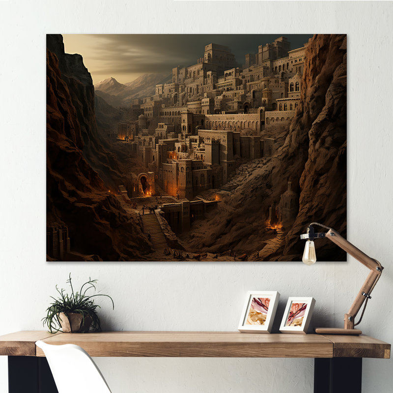 «Abstract Judaism Masada Fortress Mystery II», reproduction sur toile, Toile tendue, H 34 po x l 44 po x P 1,5 po