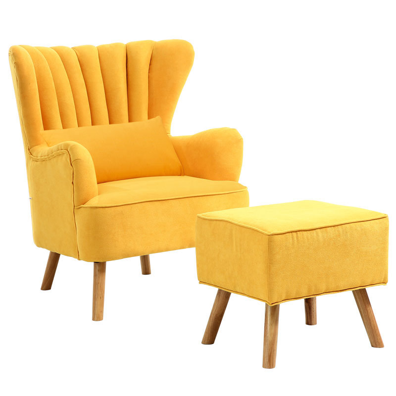 Brushed Sofa with Pillow Footstool, Yellow