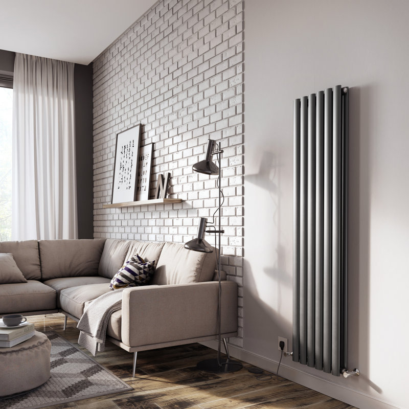 Vertical Flat Panel Radiators, 1500mm H x 350mm W, Grey