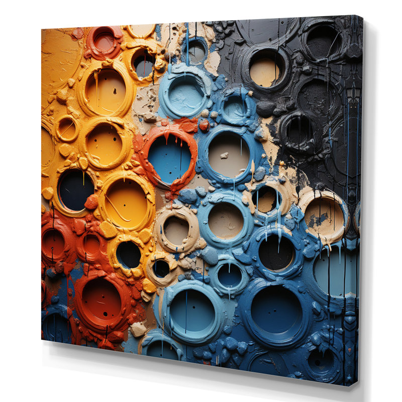 Orange et bleu mouvements fluides, reproduction sur toile, H 30 po x l 30 po x P 1 po, Toile tendue