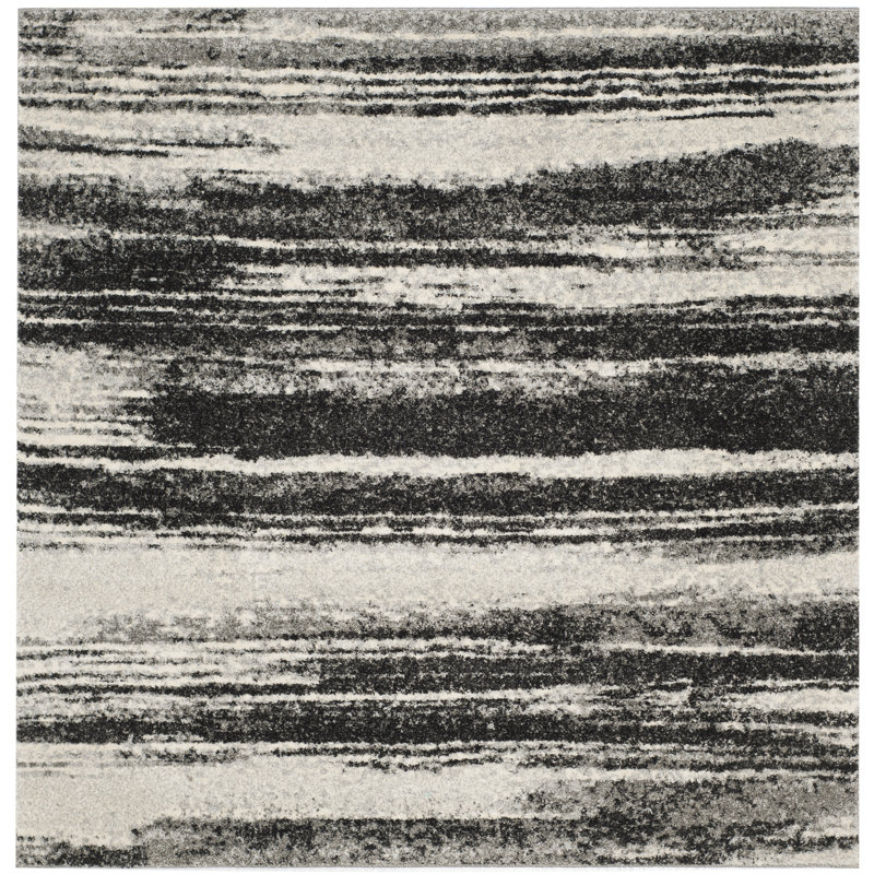 Socorro Retro Performance Abstract Rug, Square 8', Gray