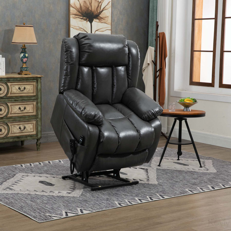 Fauteuil de massage inclinable électrique chauffant, Faux cuir gris antique