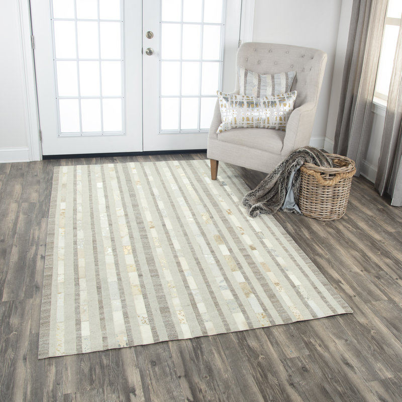 Wild Thing Leather Striped Indoor Rug, Rectangle 5' x 8'