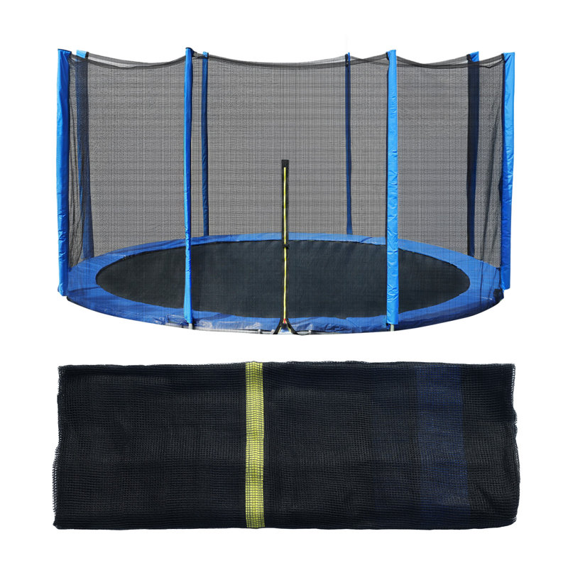 Filet de remplacement pour trampoline Aoodor avec fermeture à glissière, crochets et couvre-poteaux, Bleu