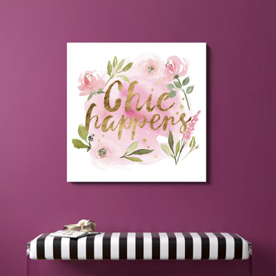 «Pink Blooms I» par Melissa Wang - art textuel sur toile tendue